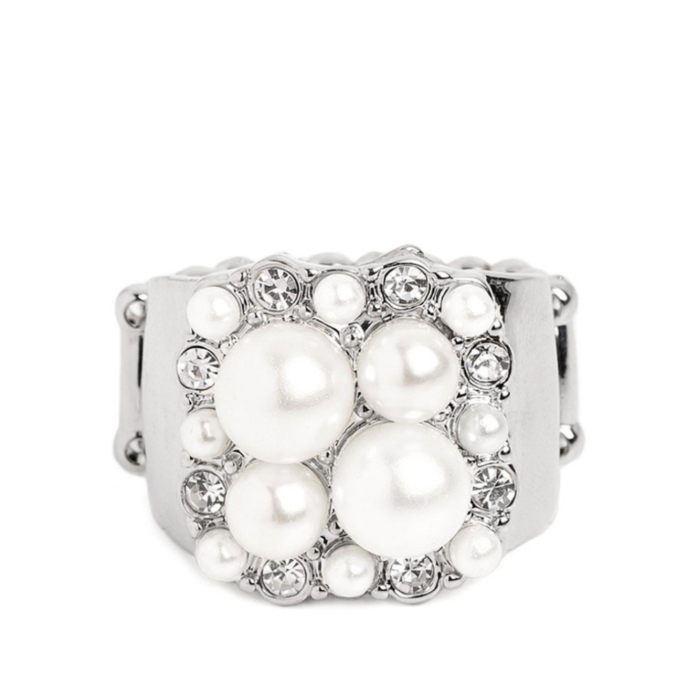 Paparazzi Silver and White Bracelet Collection Opulent Overture Fashion Jewelry